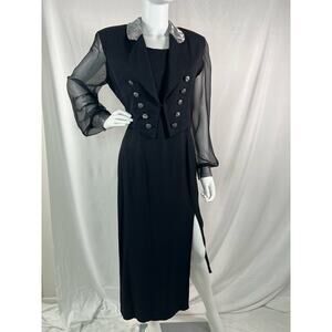 Vintage Scarlett Black 2-Piece Dress and Jacket Set
